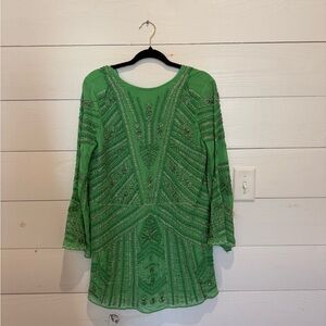 Zara Vibrant Green Embroidered Dress